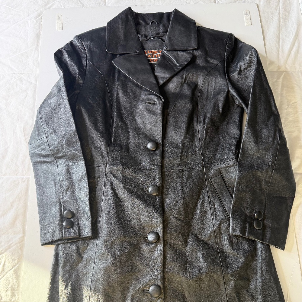 Vintage Lucky Leather CO. Elegant Leather Coat Size Small